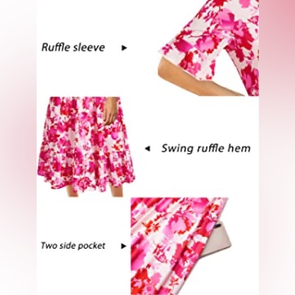 Ruffle sleeve floral midi / maxi dress floral summer sun dress - Picture 4 of 4